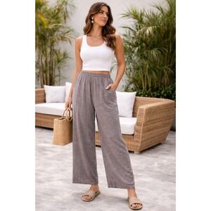 Old Navy Women's Linen Blend Wide Leg Pants  XL Pull-On Drawstring